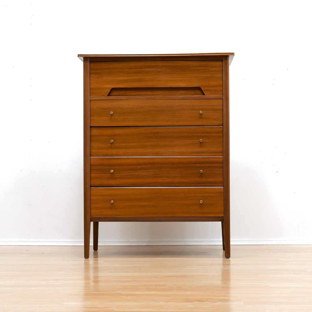 LARGE MID CENTURY TALLBOY DRESSER BY A. YOUNGER LTD