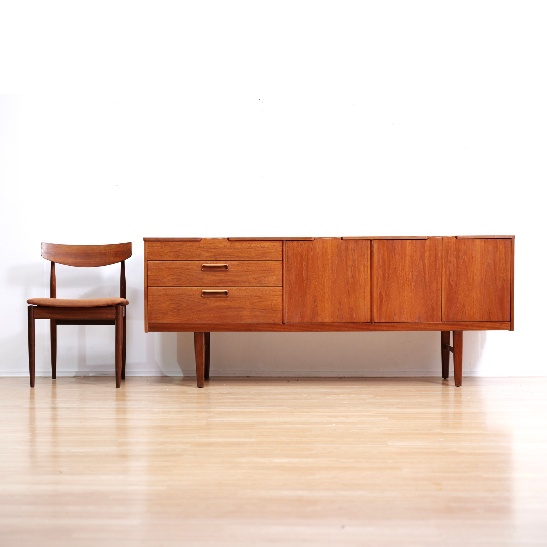 LONG MID CENTURY TEAK CREDENZA BY NATHAN FURNITURE