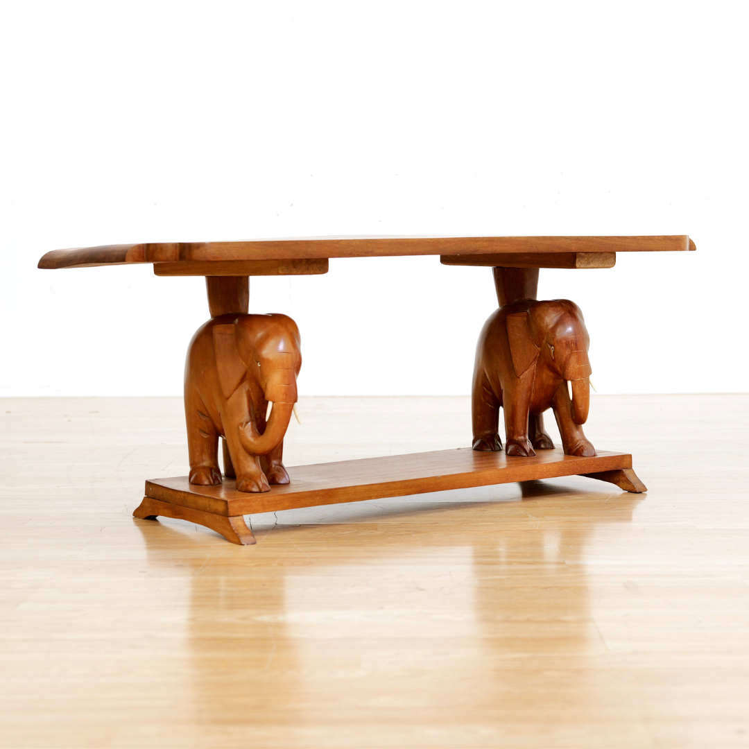 1950S HAND CARVED AFRICAN ELEPHANT COFFEE TABLE