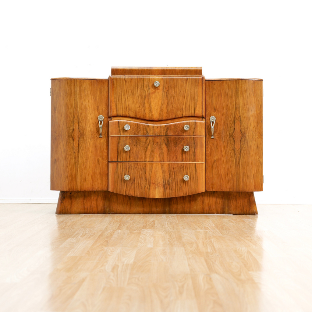 1950s Walnut Liquor Cabinet Credenza by Beautility Furniture
