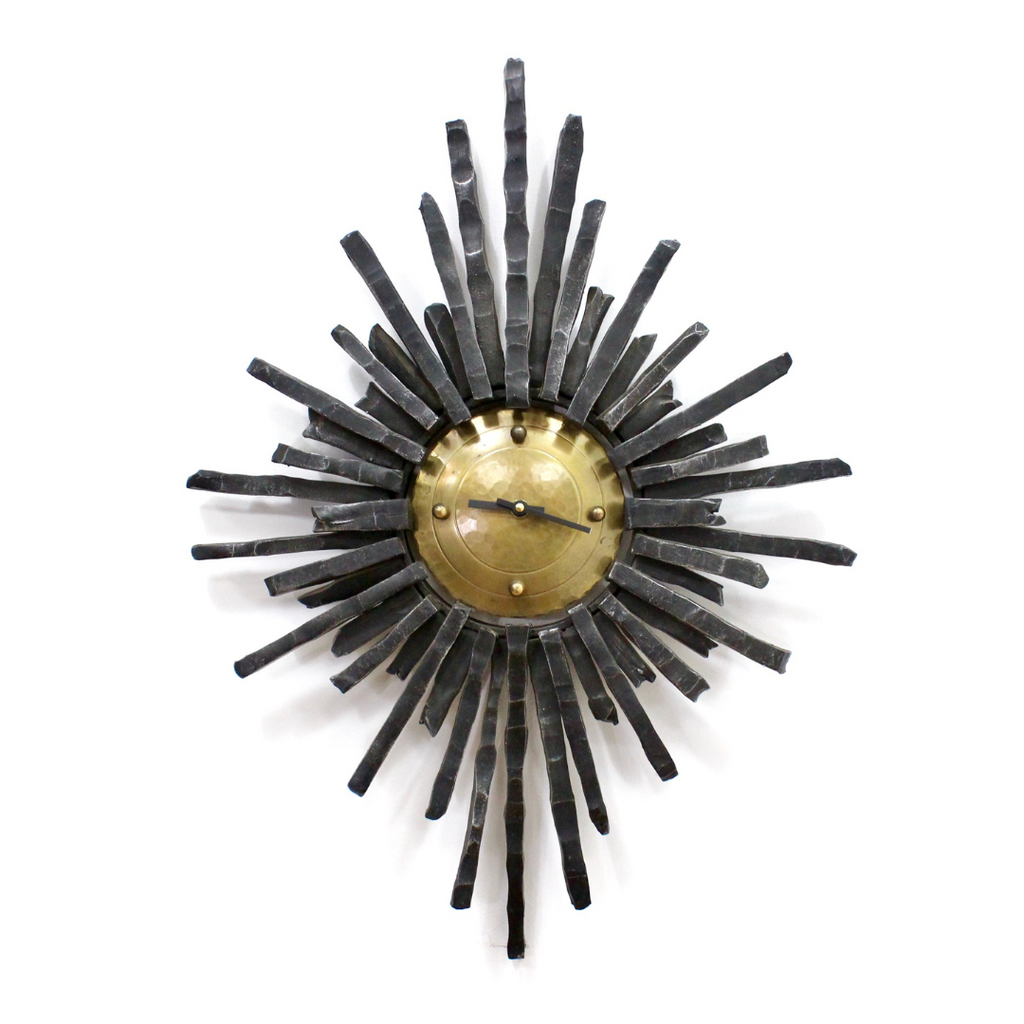 MID CENTURY CAST IRON BRUTALIST CLOCK MADE IN GERMANY