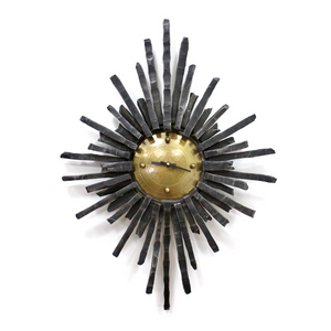 MID CENTURY CAST IRON BRUTALIST CLOCK MADE IN GERMANY