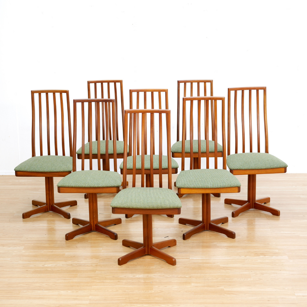SET OF EIGHT MID CENTURY SWIVEL DINING CHAIRS BY MCINTOSH FURNITURE