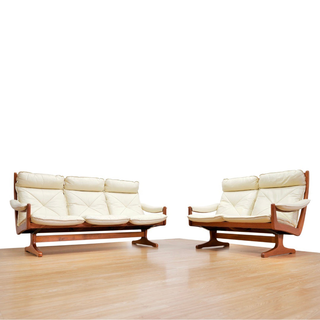 VINTAGE SCANDINAVIAN DESIGN LEATHER SOFA SET BY SODA GALVANO FOR LIED MOBLER