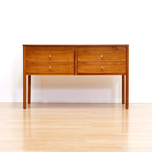 LOW MID CENTURY FOUR DRAWER CONSOLE DRESSER