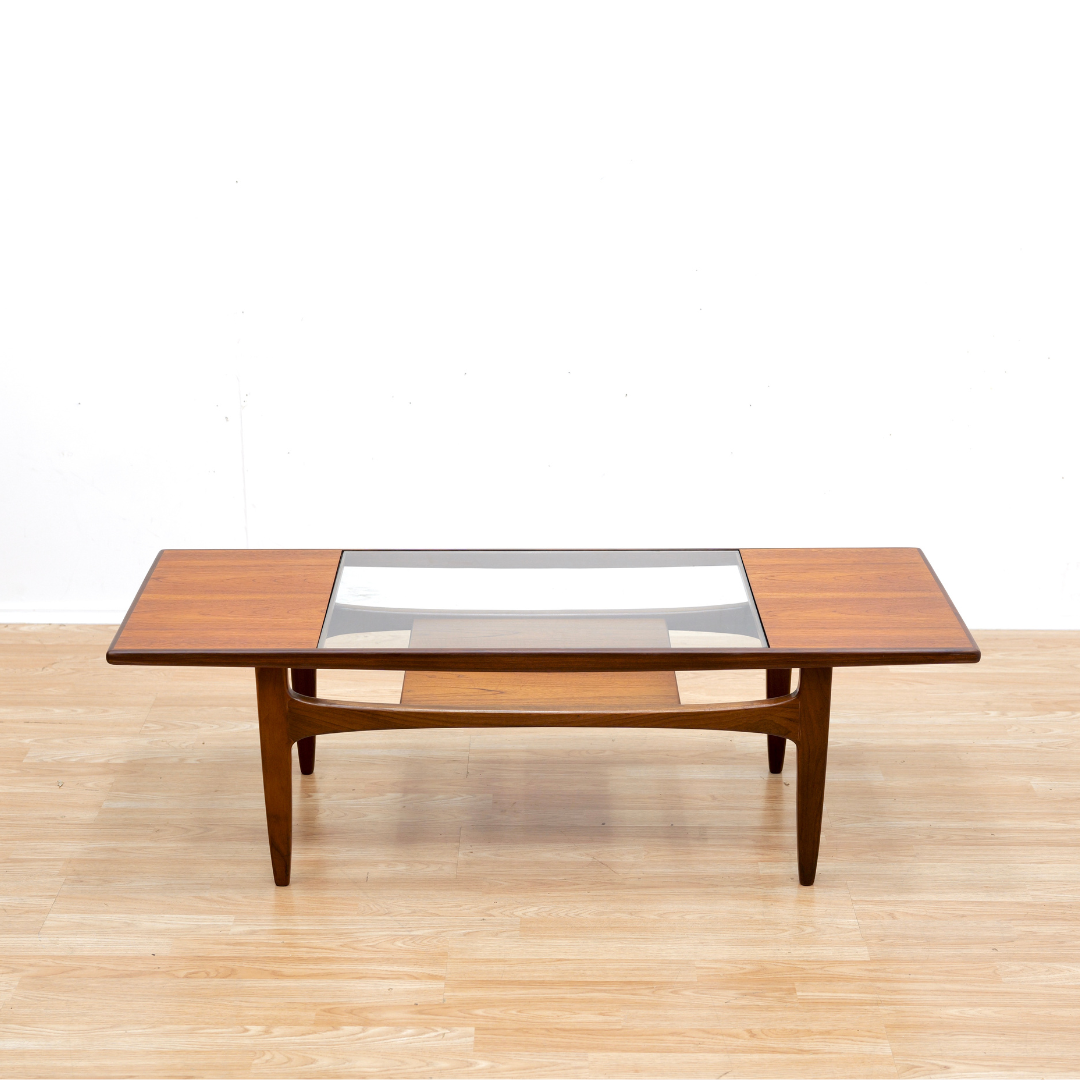 MID CENTURY LONG JOHN TEAK COFFEE TABLE BY VB WILKINS FOR G PLAN