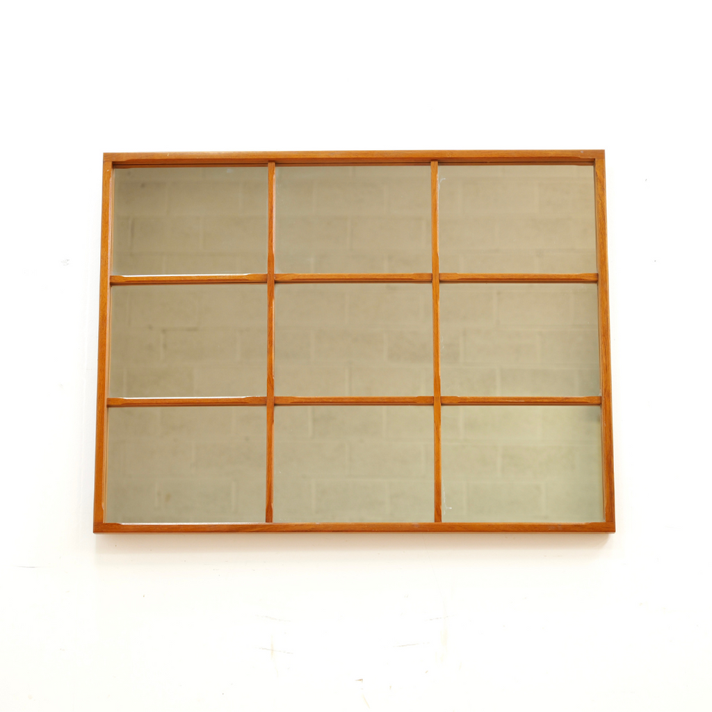 LARGE TEAK MID CENTURY PANEL WALL MIRROR BY CLARK EATON