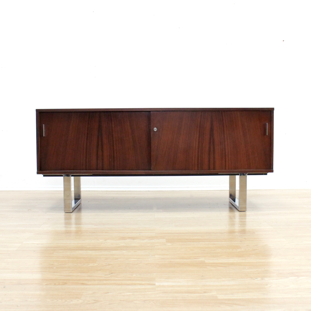 1970S ROSEWOOD & CHROME CREDENZA BY TREVOR CHINN & RAY LEIGH FOR GORDON RUSSELL