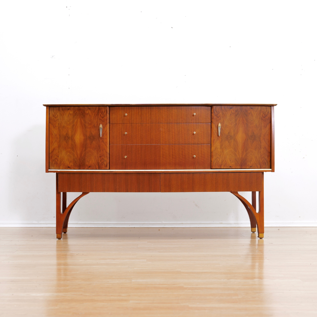 MID CENTURY WALNUT BUFFET CREDENZA BY BEAUTILITY FURNITURE