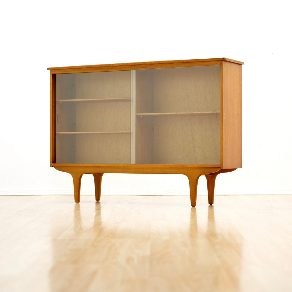 MID CENTURY DANISH TEAK & GLASS ENTRYWAY CHINA CABINET