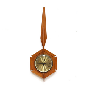 MID CENTURY TEAK WALL CLOCK BY ANSTEY & WILSON