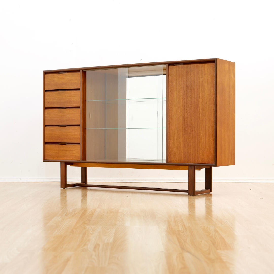 MID CENTURY CHINA CABINET SIDEBOARD BY TURNIDGE OF LONDON