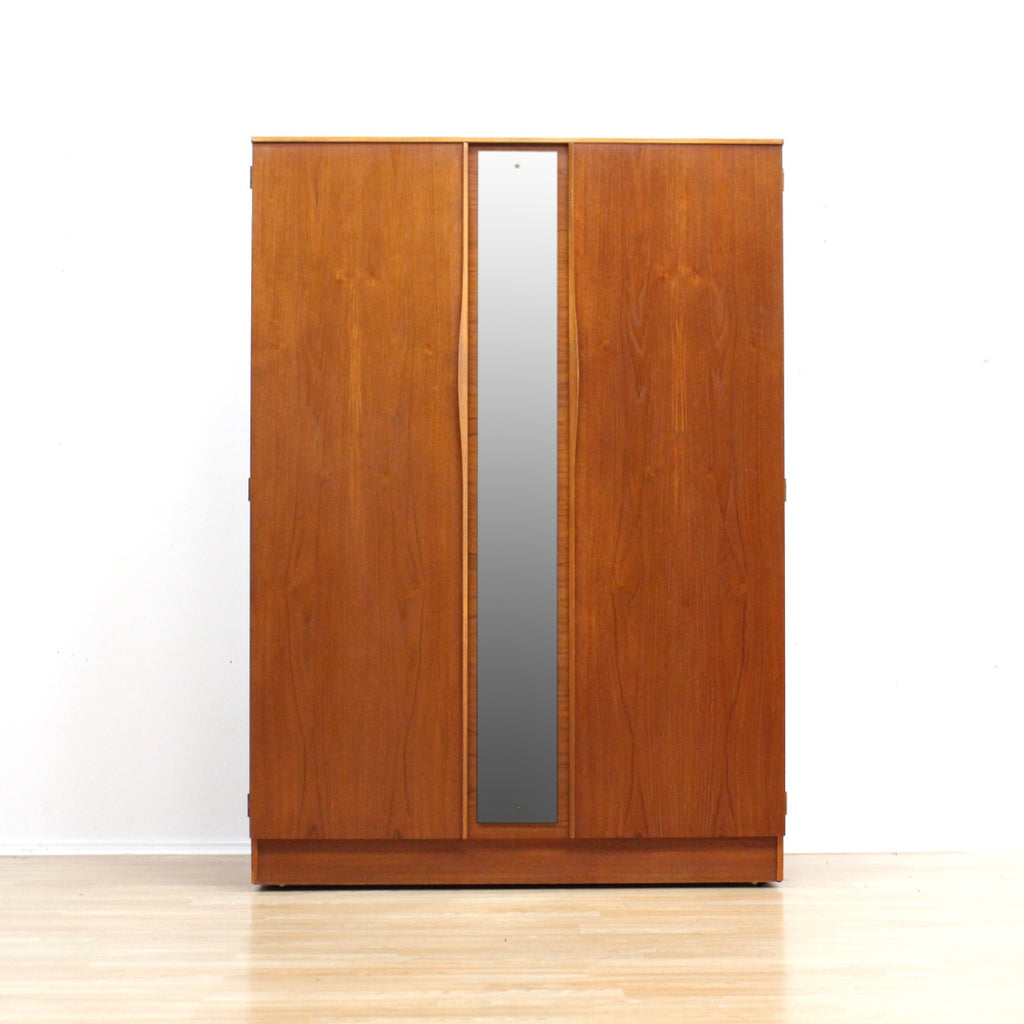 MID CENTURY TEAK ARMOIRE & MIRROR BY AUSTINSUITE