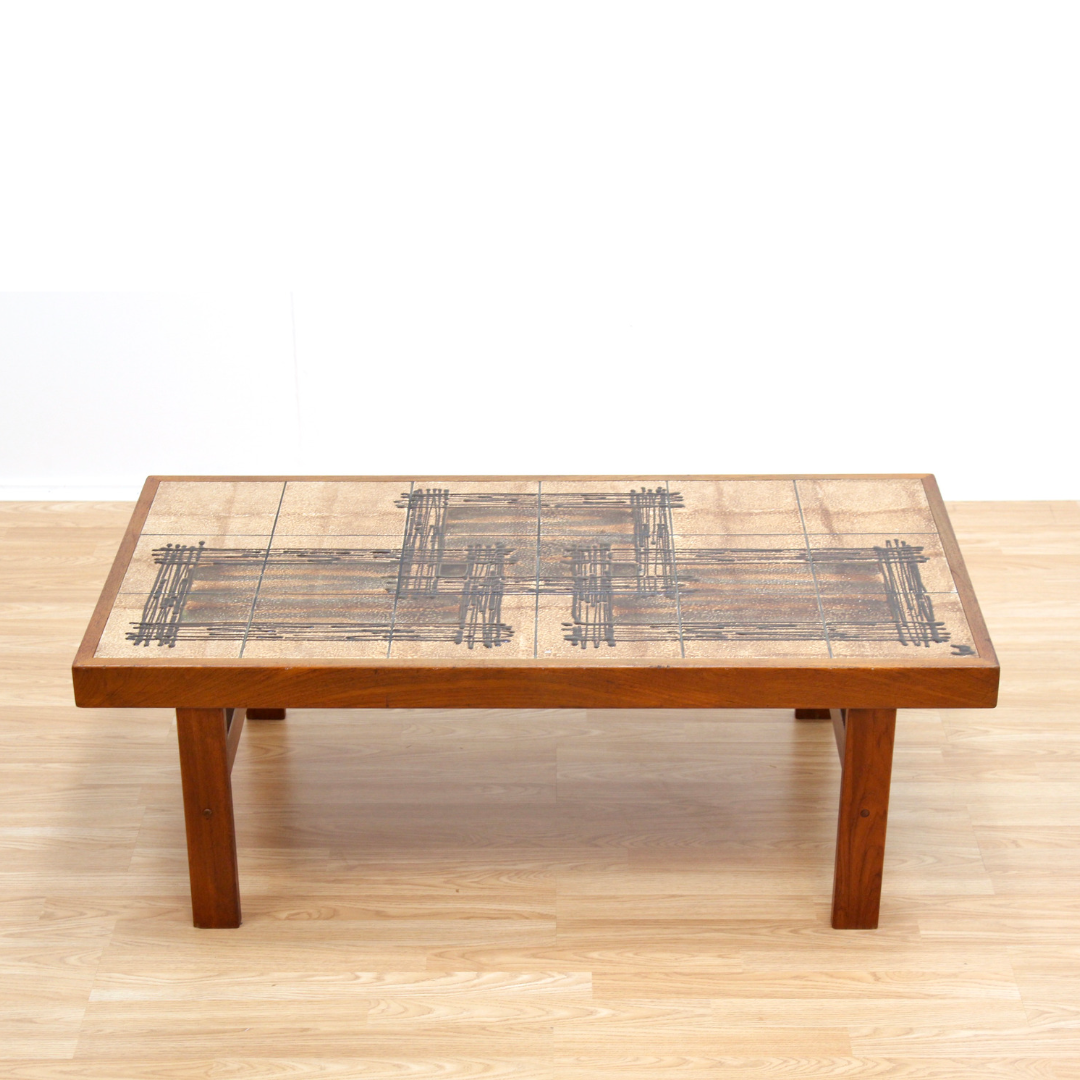 MID CENTURY DANISH TILE TOP COFFEE TABLE BY TRIOH OF DENMARK