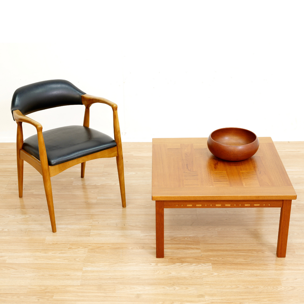 1960S DANISH DESIGN PARQUET TEAK SIDE COFFEE TABLE