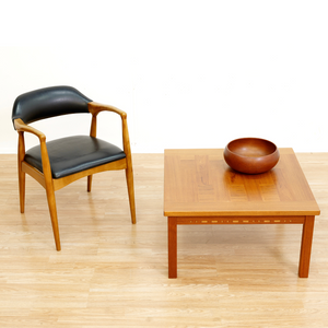 1960S DANISH DESIGN PARQUET TEAK SIDE COFFEE TABLE