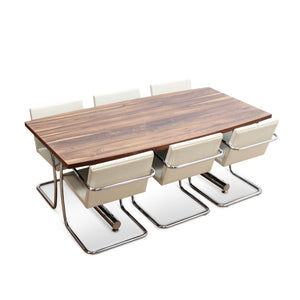 MIES VAN DER ROHE FOR KNOLL SET OF SIX LEATHER & CHROME CHAIRS