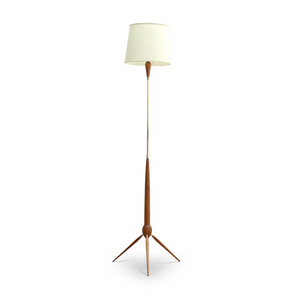 DANISH TEAK STANDING ROCKET SHAPE FLOOR LAMP & SHADE