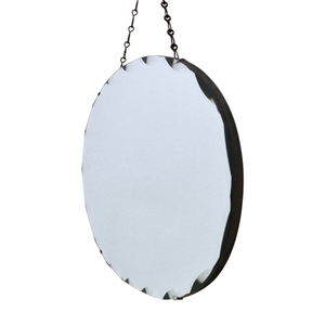 VINTAGE 1950S OVAL SCALLOPED WALL MIRROR