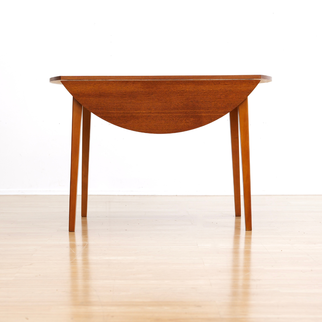MID CENTURY DROP LEAF DINING TABLE AND FOUR CHAIRS