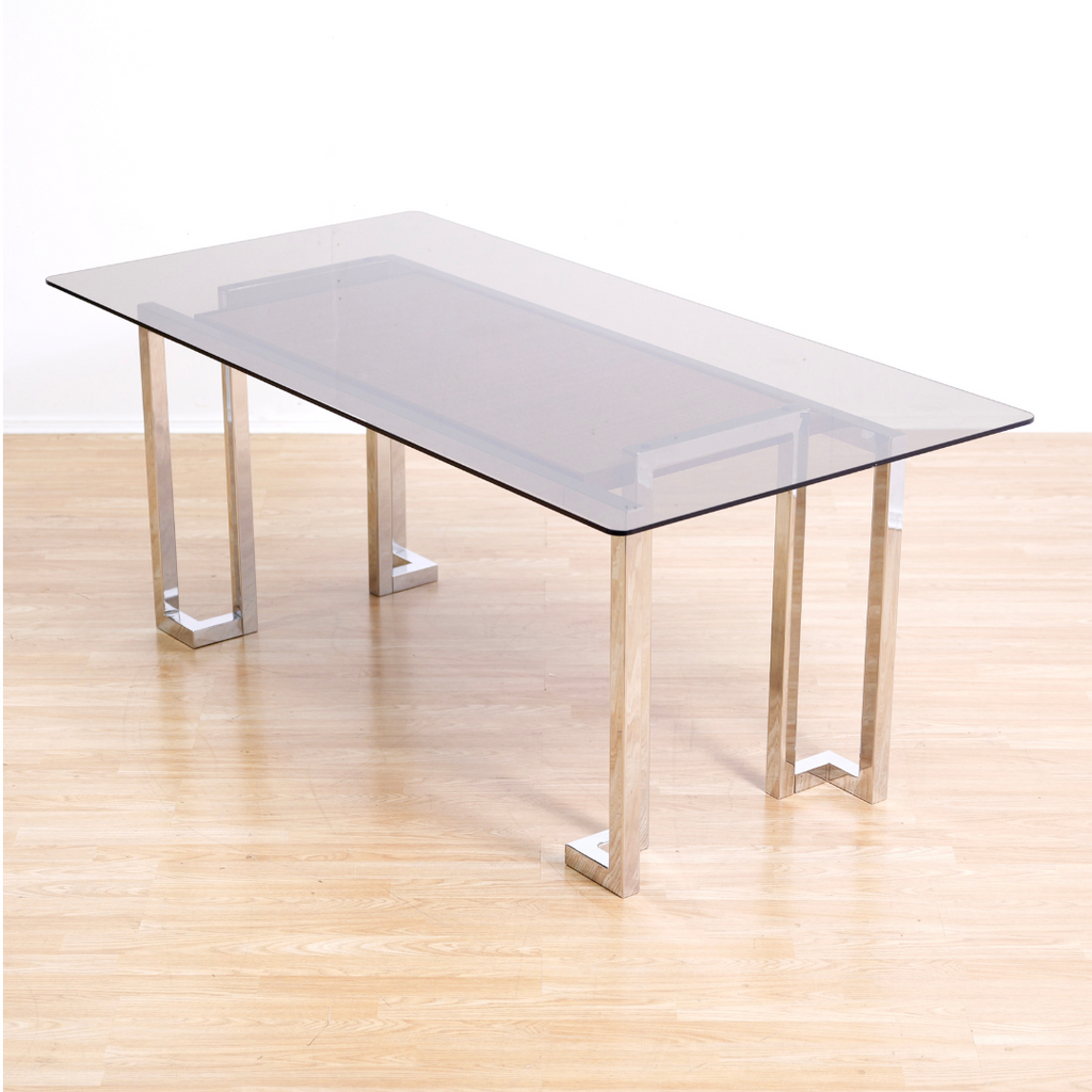 VINTAGE 1970s POST MODERN CHROME DESK TABLE BY TIM BATES FOR PIEFF FURNITURE