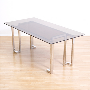 VINTAGE 1970s POST MODERN CHROME DESK TABLE BY TIM BATES FOR PIEFF FURNITURE