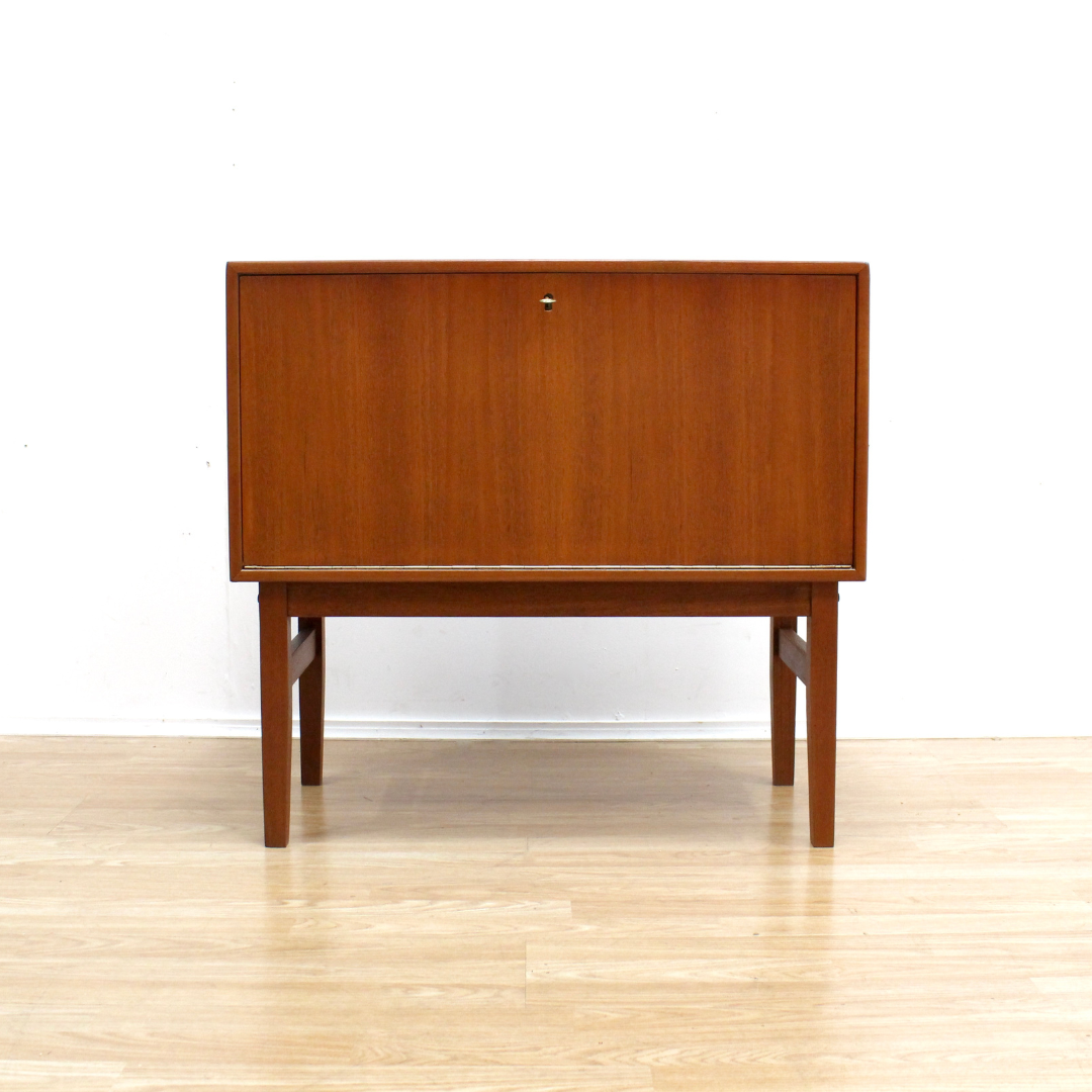 SMALL DANISH MODERN TEAK VINYL RECORD CABINET