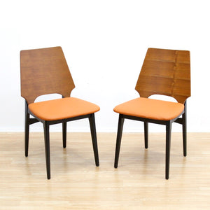 PAIR OF 1960S OCCASIONAL CHAIRS IN BLACK & ORANGE