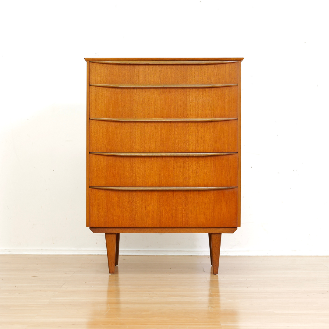 Mid Century Tallboy Teak Dresser