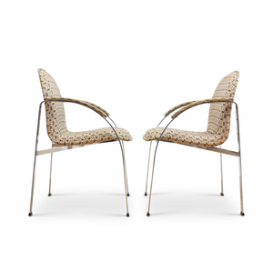 POST MODERN 1970S CHROME DINING CHAIRS BY RICHARD YOUNG FOR MERROW ASSOCIATES