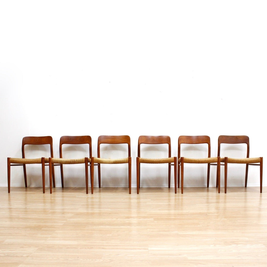 DANISH MODERN MODEL 75 DINING CHAIRS BY NIELS MOLLER