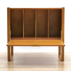 MID CENTURY TEAK RECORD STORAGE CABINET