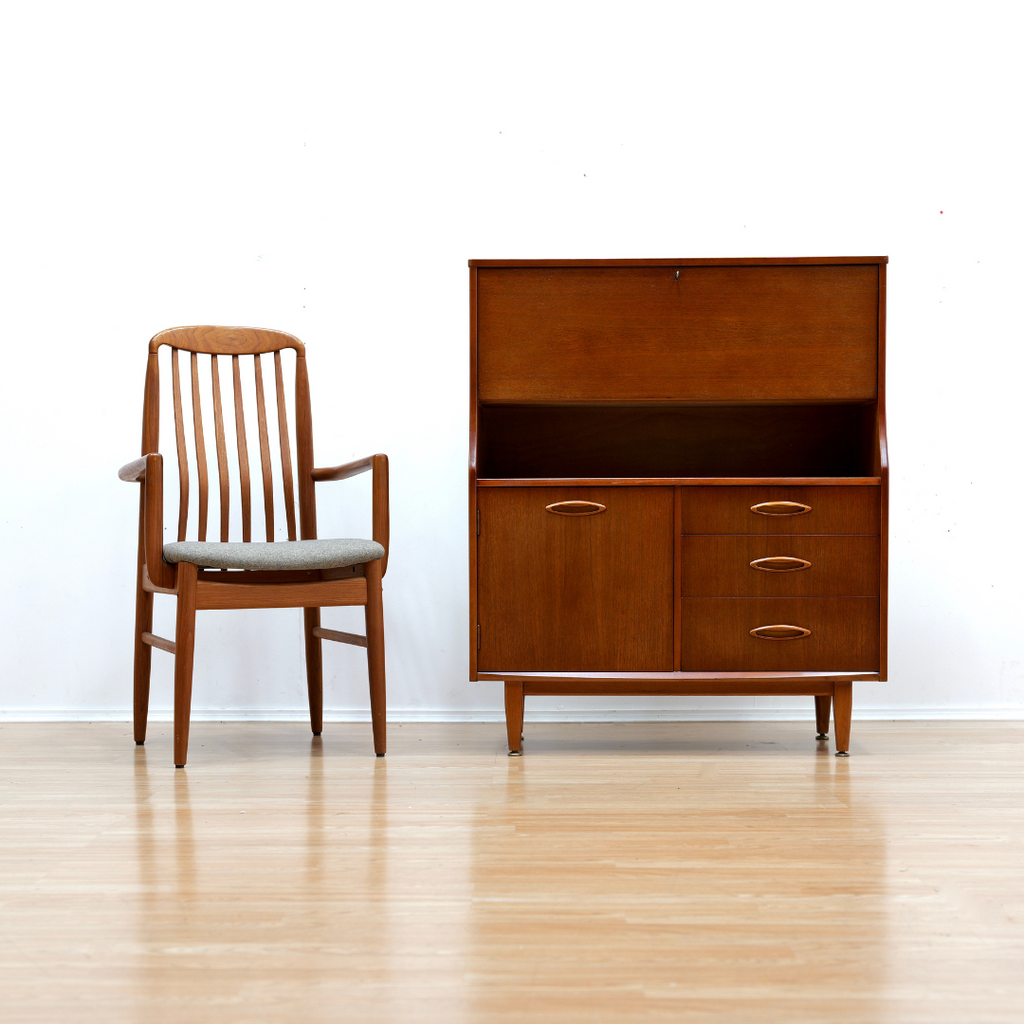 MID CENTURY TEAK STANDING SECRETARY DESK BY JENTIQUE