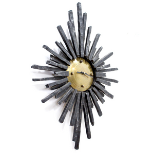 MID CENTURY CAST IRON BRUTALIST CLOCK MADE IN GERMANY