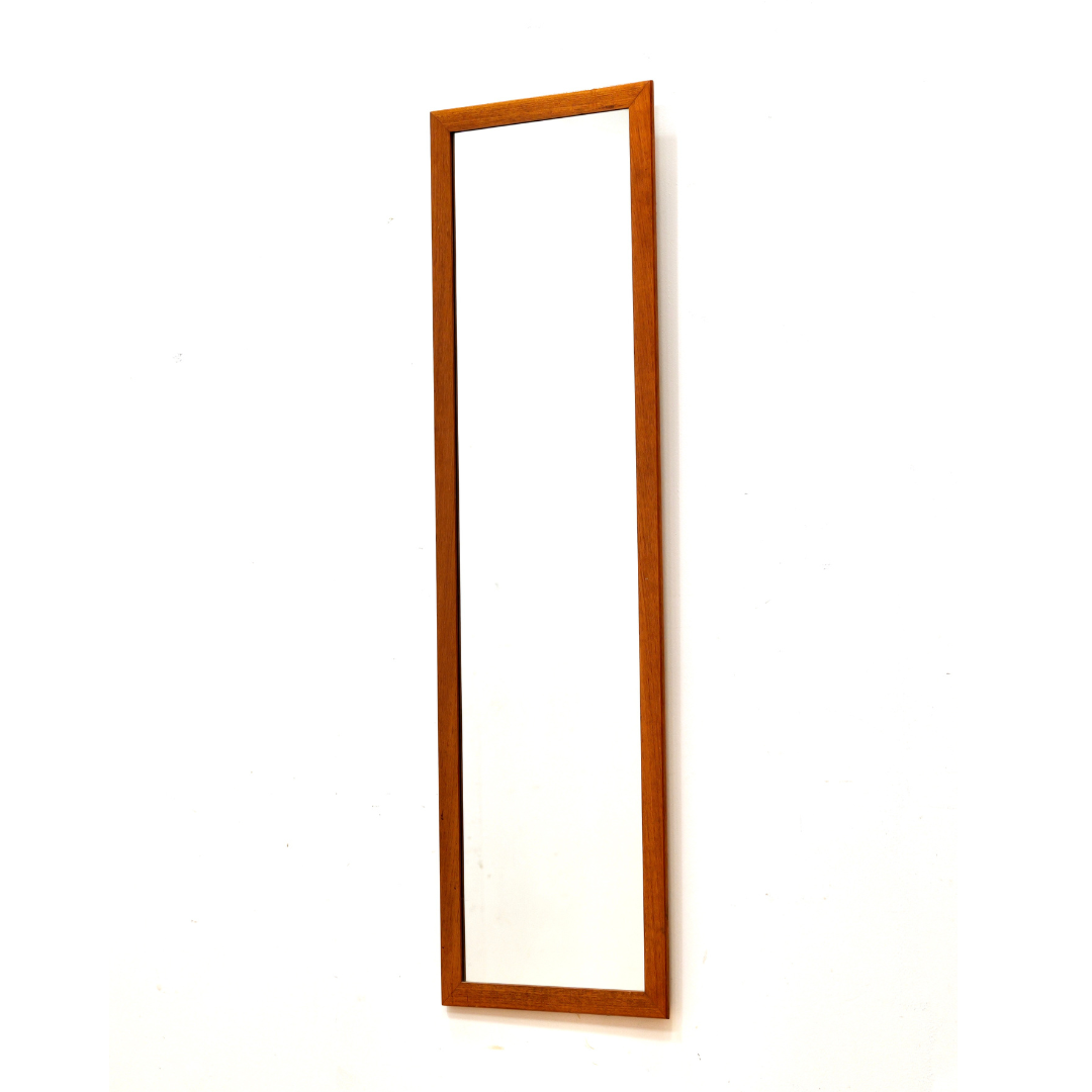 Mid Century Long Danish Teak Mirror