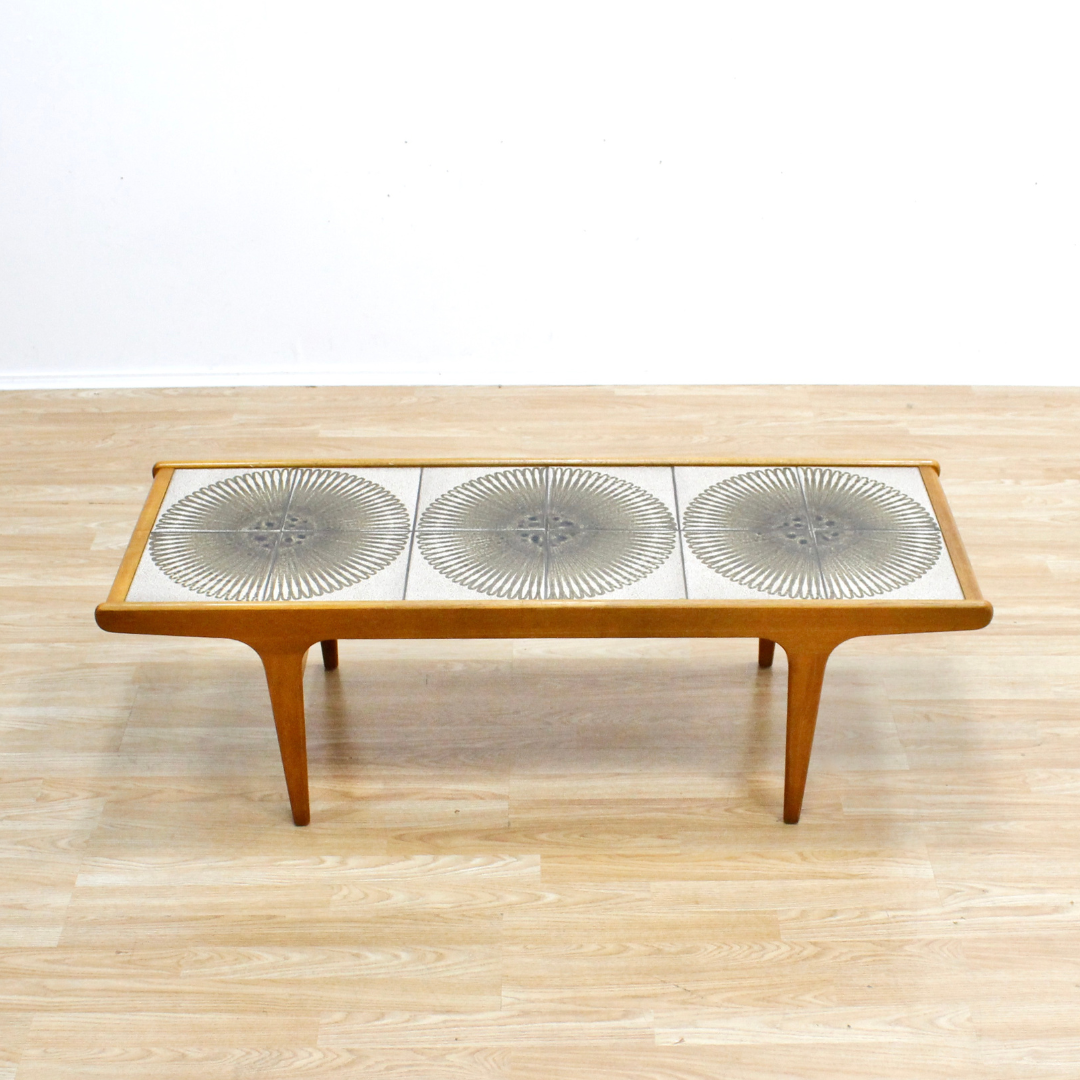 MID CENTURY TEAK & TILE COFFEE TABLE