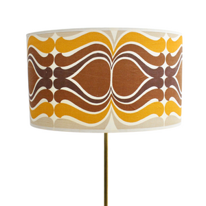 MID CENTURY TEAK STANDING FLOOR LAMP & PSYCHEDELIC SHADE