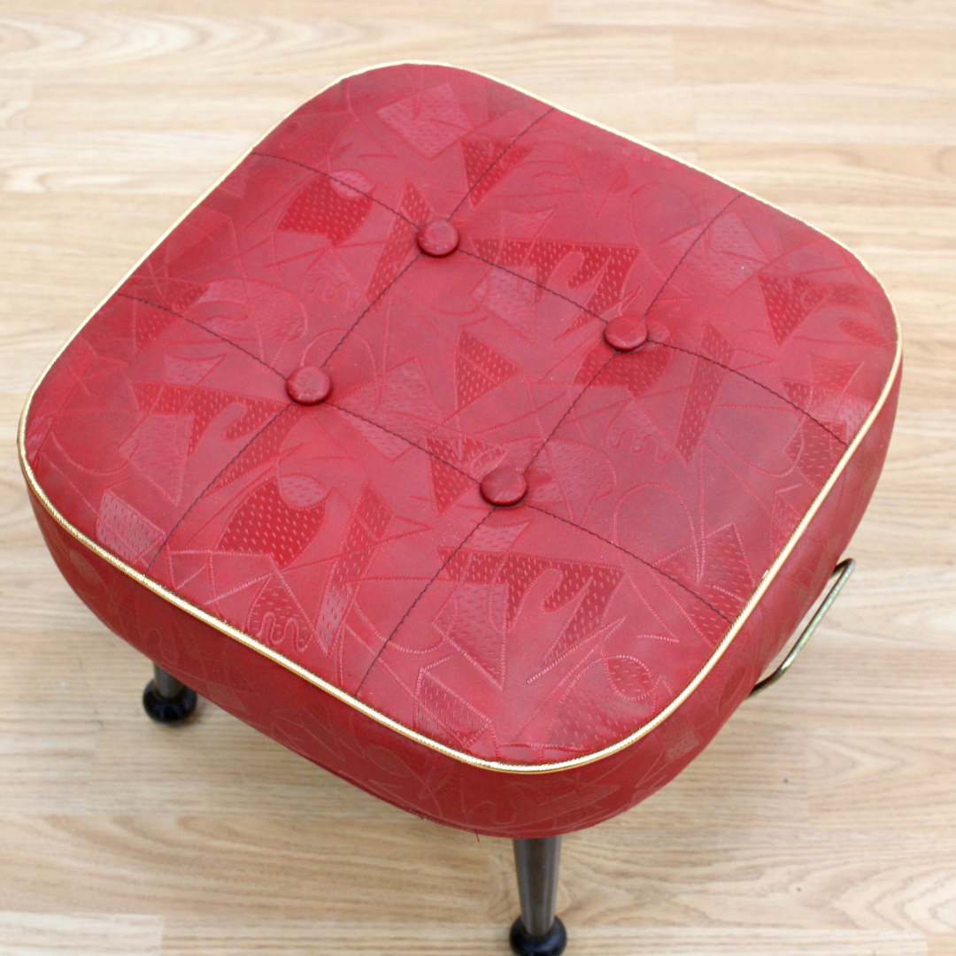 MID CENTURY ATOMIC FOOTSTOOL BY GENUINE SHERBORNE