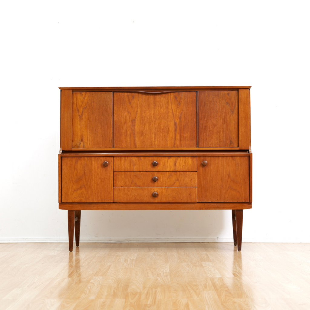 MID CENTURY TEAK BUFFET LIQUOR CABINET CREDENZA BY BEAUTILITY FURNITURE