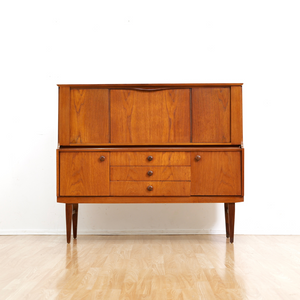 MID CENTURY TEAK BUFFET LIQUOR CABINET CREDENZA BY BEAUTILITY FURNITURE