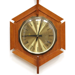 MID CENTURY TEAK WALL CLOCK BY ANSTEY & WILSON