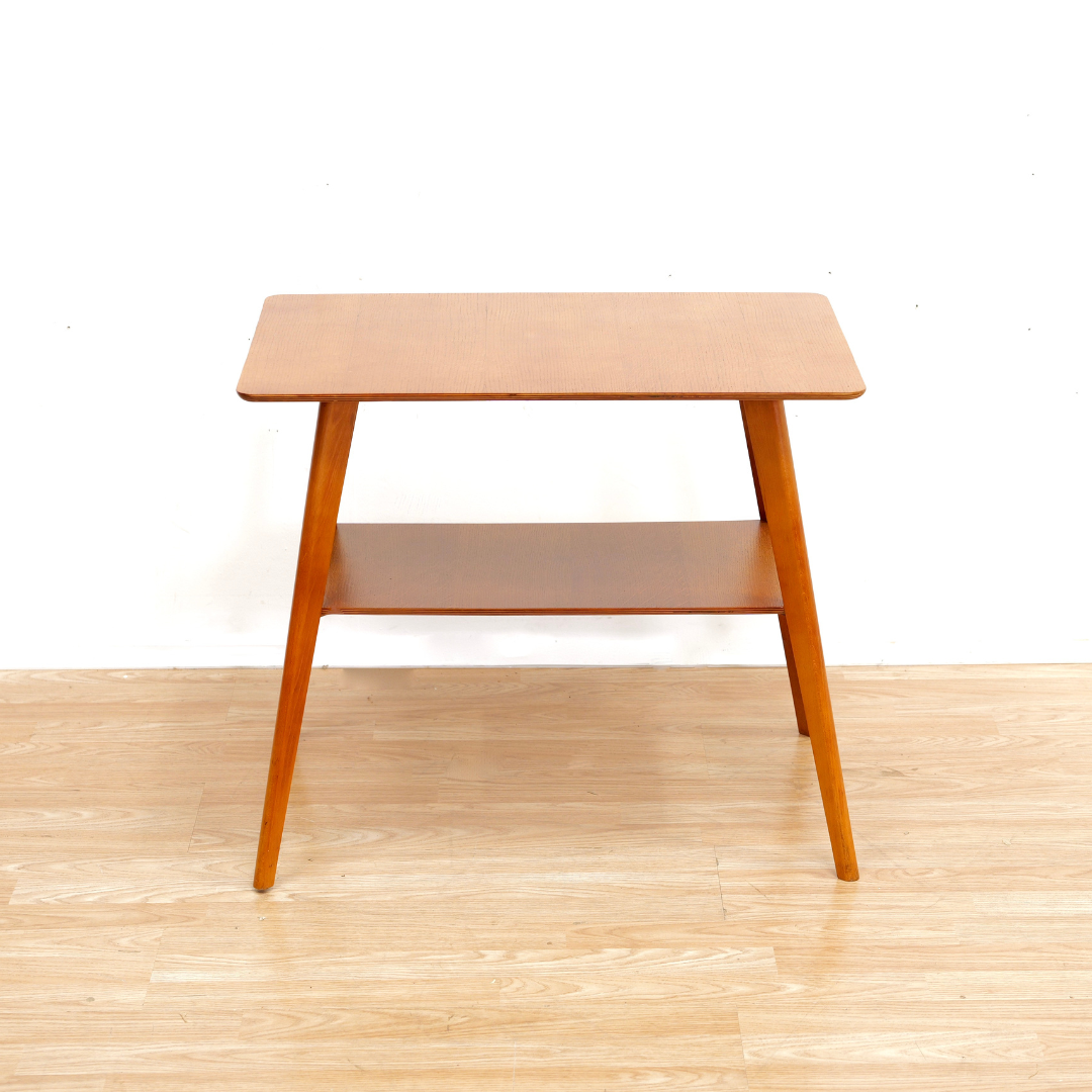 MID CENTURY LIGHT OAK SIDE TABLE