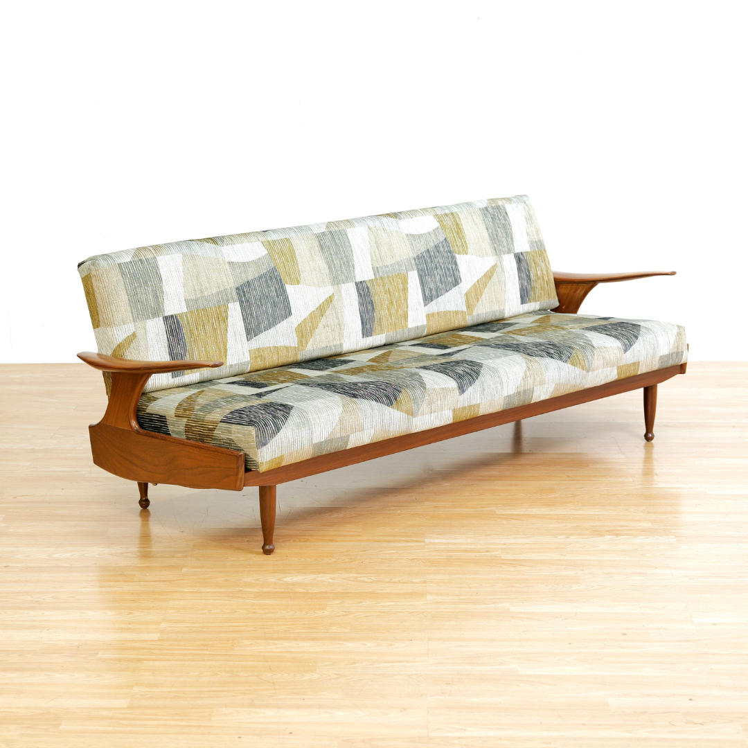 Mid Century Sofa Daybed by Greaves & Thomas in Abstract Romo Velvet ...