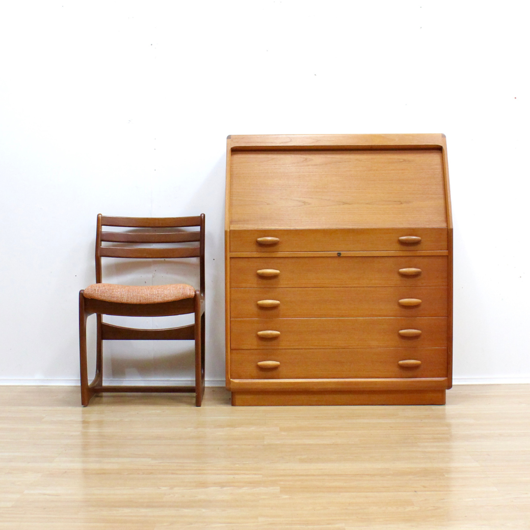 DANISH MODERN TEAK SECRETARY DESK BY BENT MØLLER JØRGENSEN FOR DYRLUND FURNITURE