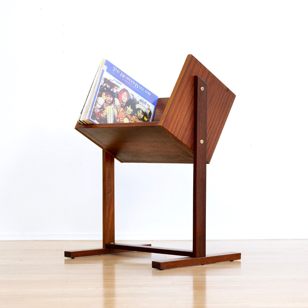 MID CENTURY VINYL RECORD STORAGE CADDY