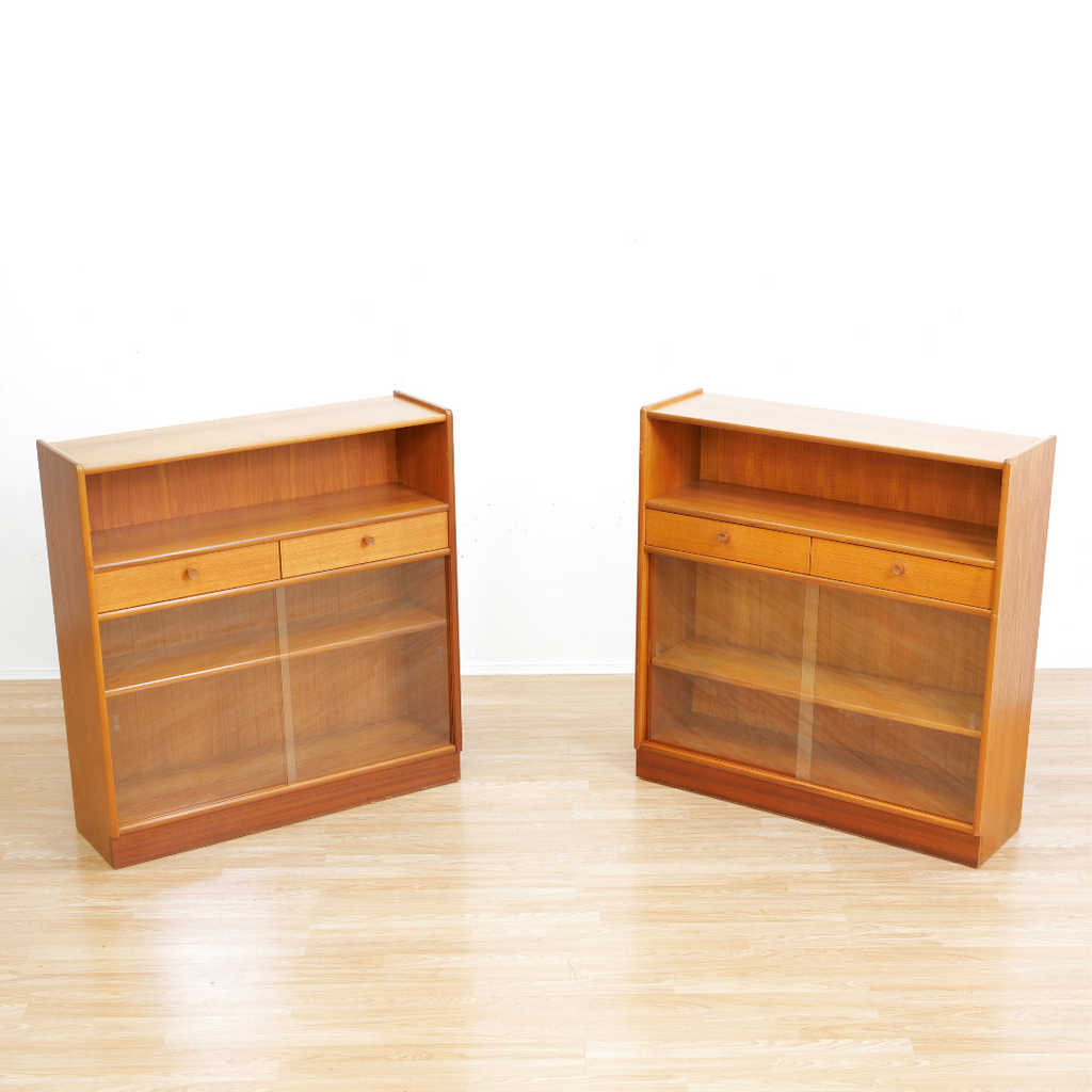 Pair of Vintage Teak China Display Cabinets by Nathan Furniture