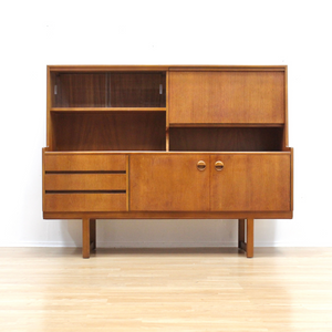 MID CENTURY TALL CREDENZA HIGHBOARD BUFFET BY TURNIDGE OF LONDON