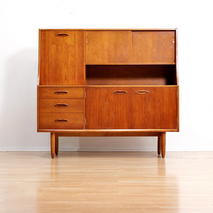 MID CENTURY TEAK TALL BUFFET CREDENZA BY JENTIQUE FURNITURE