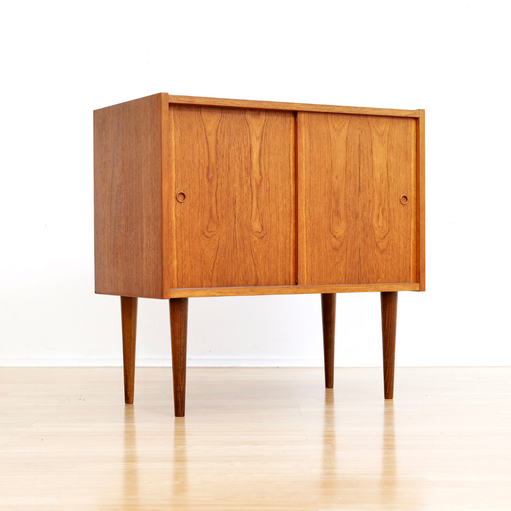 MID CENTURY DANISH TEAK CABINET VINYL RECORD STORAGE