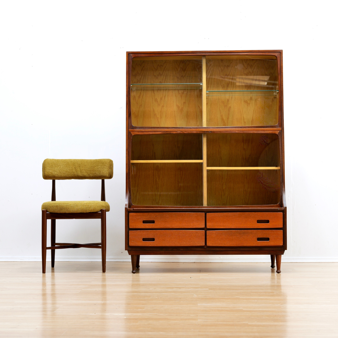 LARGE MID CENTURY CHINA DISPLAY CABINET BY MEREDEW OF LETCHWORTH